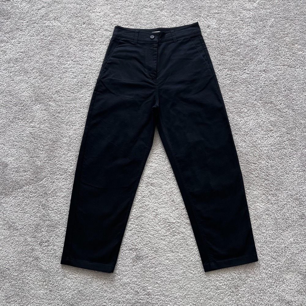 Jeana‎ Sohn Chino Pants Womens Small Black Tapered Leg Twill Stretch High Rise